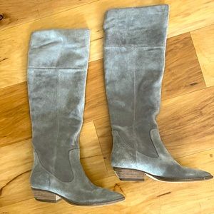 Marc Fisher Suede Over the Knee Boots in Gray